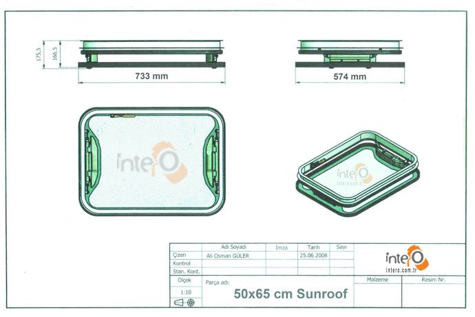 Sunroof 50x65 cm - Cam Tavanlı