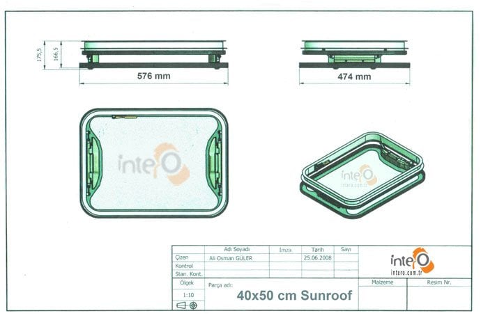 Sunroof 40x50 cm - Cam Tavan