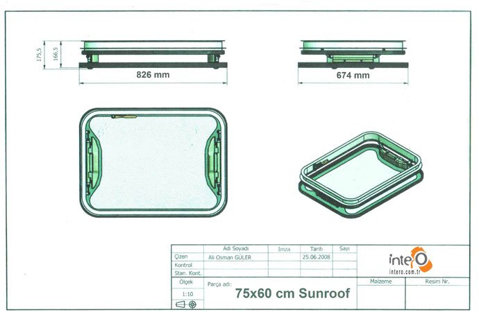 Sunroof 75x60 cm